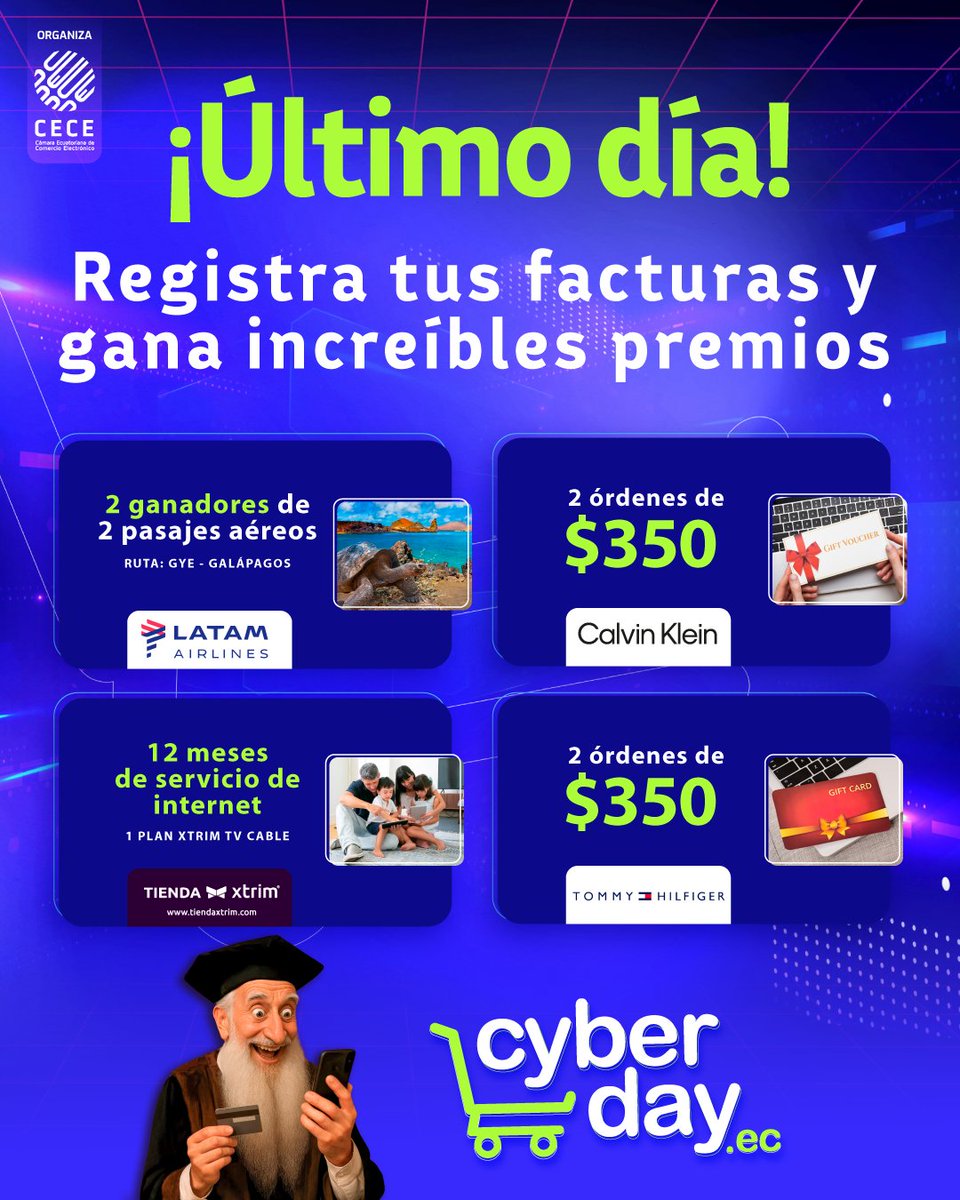 cyberdayec's tweet photo. ¡Apresúrate 📢! No dejes pasar esta oportunidad de ganar premios por tus compras 🤩.
Ingresa en nuestra web: https://t.co/Umadj1FO3I https://t.co/KEcz4tJJpQ
