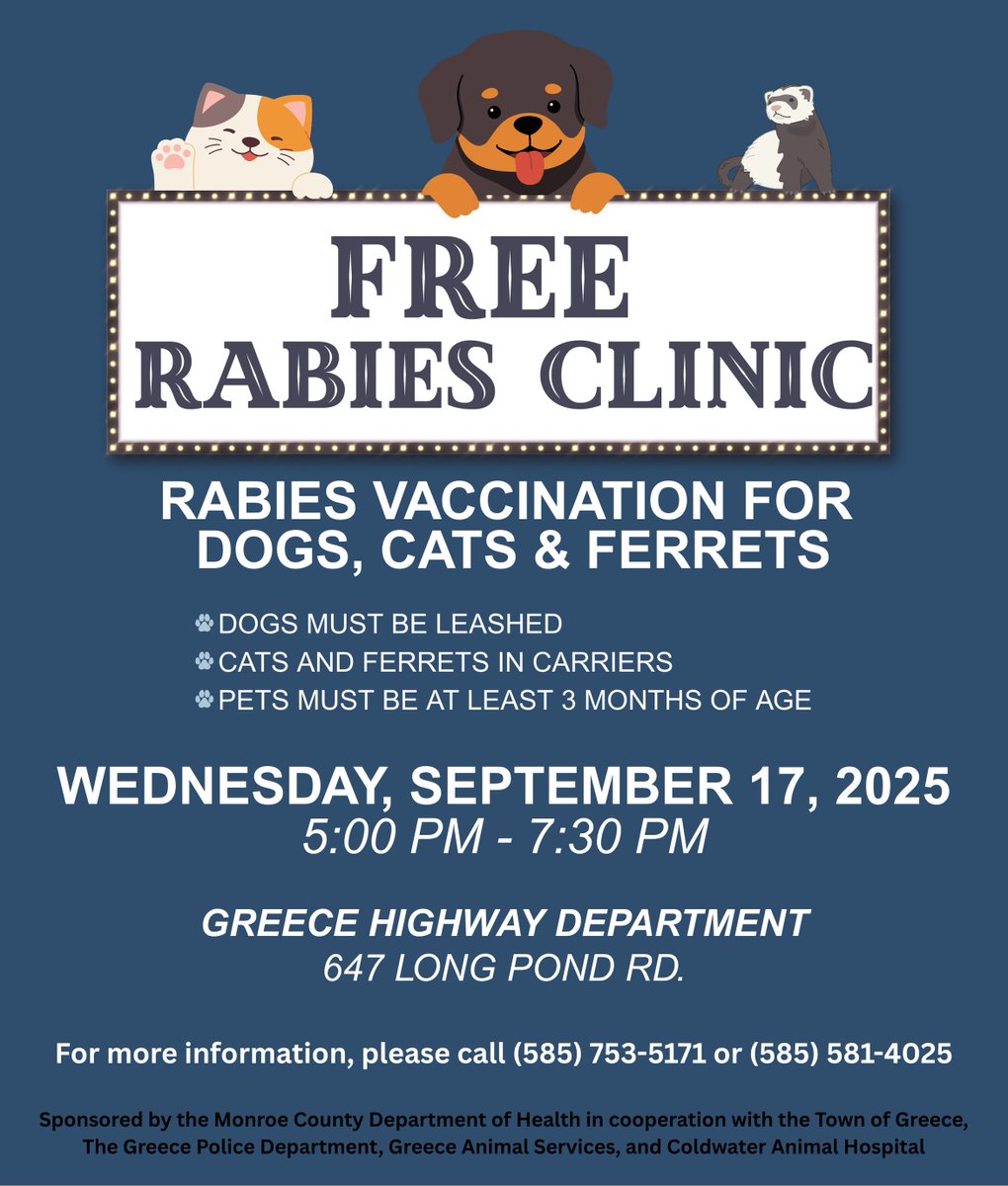A rabies shot is the best protection for your dogs, cats, and ferrets. Keep them safe and help prevent the spread of the disease at this free clinic.