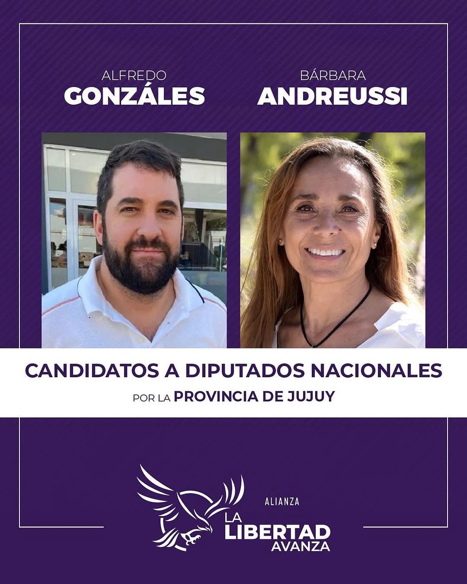 LLAenJujuy's tweet photo. Estos son los candidatos que encabezarán la lista de diputados nacionales de La Libertad Avanza en Jujuy, bajo el liderazgo del Presidente Javier Milei.

Es momento de decidir si construimos futuro o volvemos al fracaso.

VIVA LA LIBERTAD CARAJO!!! https://t.co/jNa1Ng5dMd