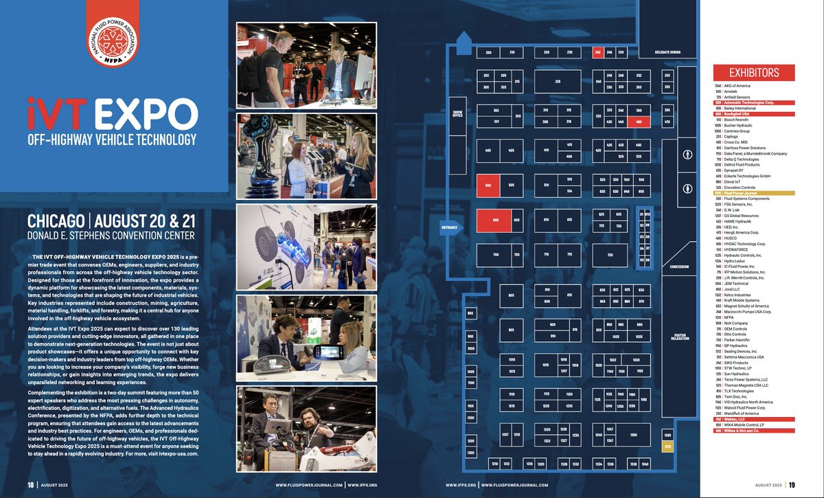 Come find Fluid Power Journal at the 2025 iVT Expo!

#iVTExpo2025
#FluidPowerInnovation
#IndustrialFluidPower
#HydraulicsAndPneumatics