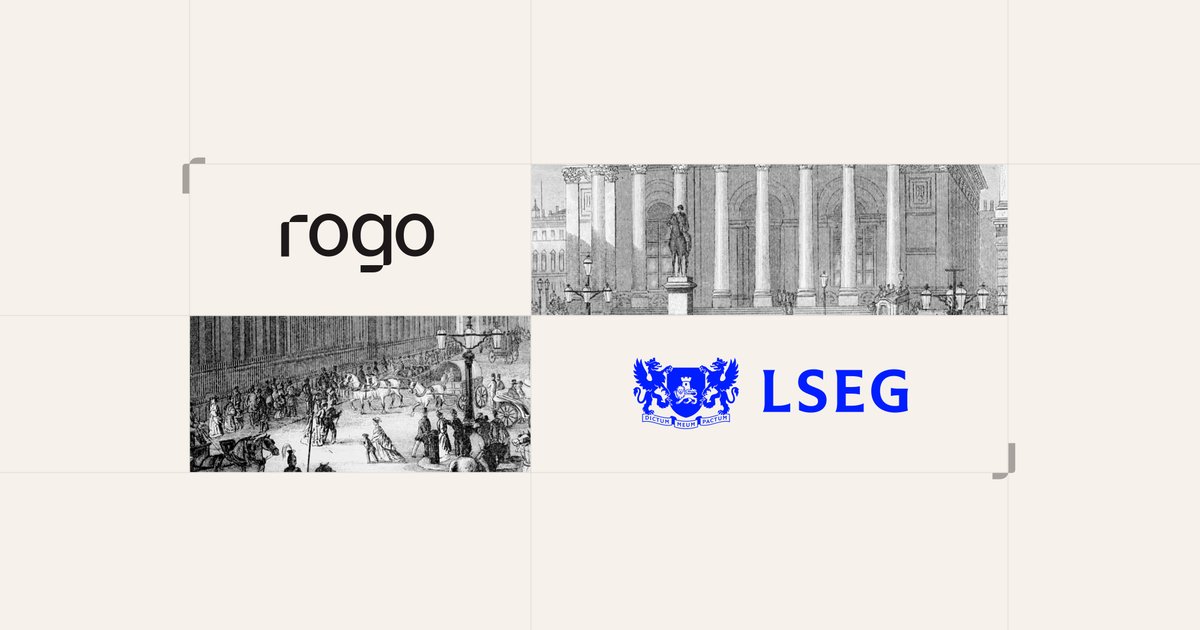 This was a fun one.

We needed a visual to announce our partnership with London Stock Exchange.

I found an awesome public domain illustration from 1889 of the Royal Exchange.

Rogo + LSEG 📈