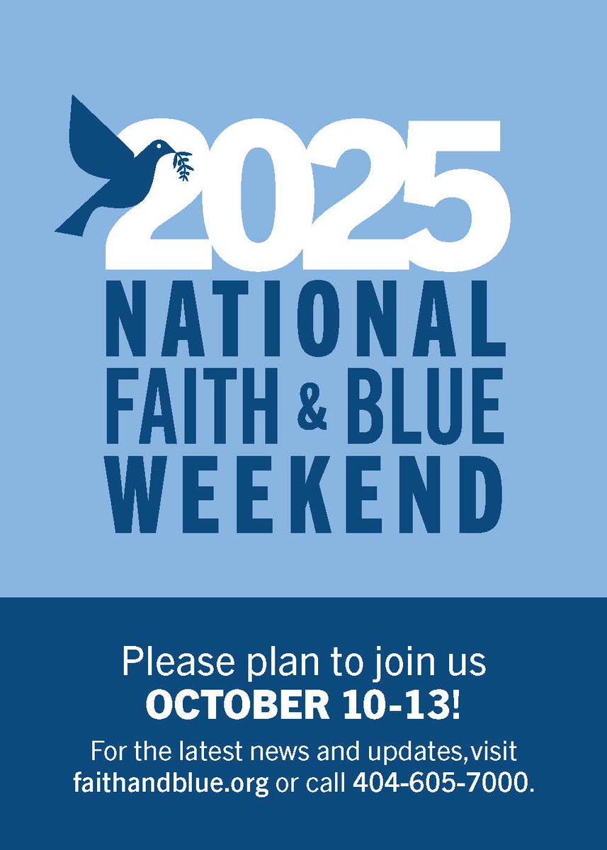 ILPoliceChiefs's tweet photo. Mark your calendar! October 10-13, 2025 is National #FaithandBlue Weekend

https://t.co/8E3c7N4PZv https://t.co/wmcHGfEkxZ