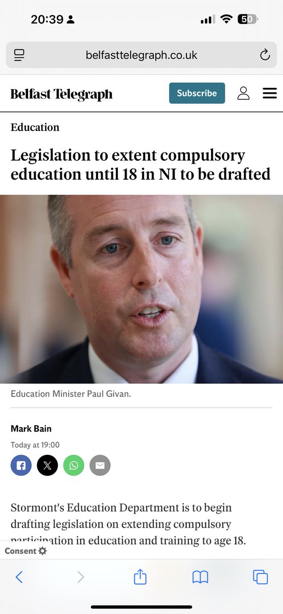 PastTheRedTees's tweet photo. This headline about extending compulsory education in NI made it through to publication online 👀

@BelTel making @paulgivan case for him!

#DUP #Education #privateeye https://t.co/vg9RRDqed5