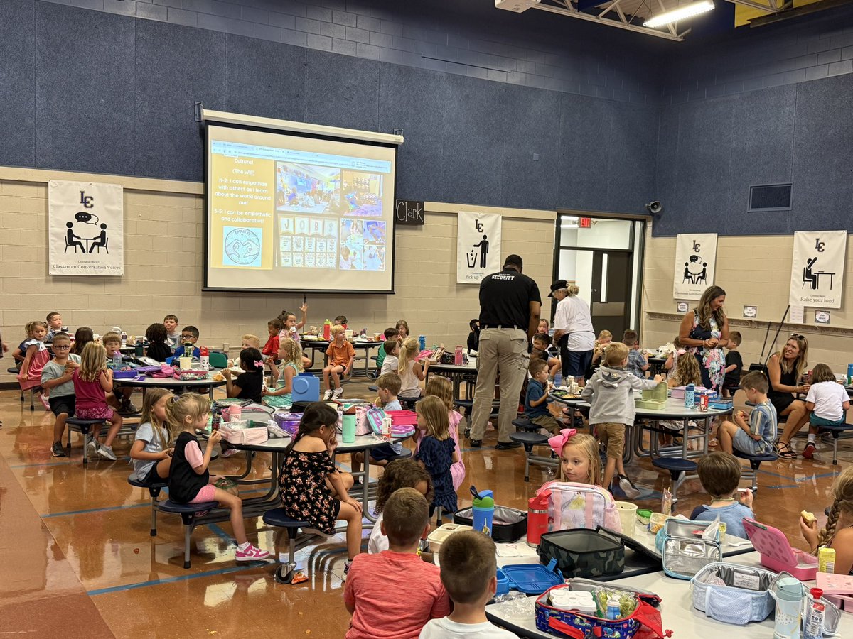 When you can get all kindergarten kids sitting and eating you know you were successful today! #LPSFirstDay25