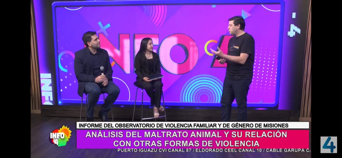 observatorio_g's tweet photo. El Director de Met. y Relev. Estadístico del IPEC, el PosDr. @darioezediaz y coordinador  del @observatorio_g  y  la  psicopedagoga Milagros Da Rosa  fueron invitados a Canal 4, para presentar el informe sobre "El maltrato animal y su relación con otras formas de violencia". https://t.co/RPRXM2BzwS