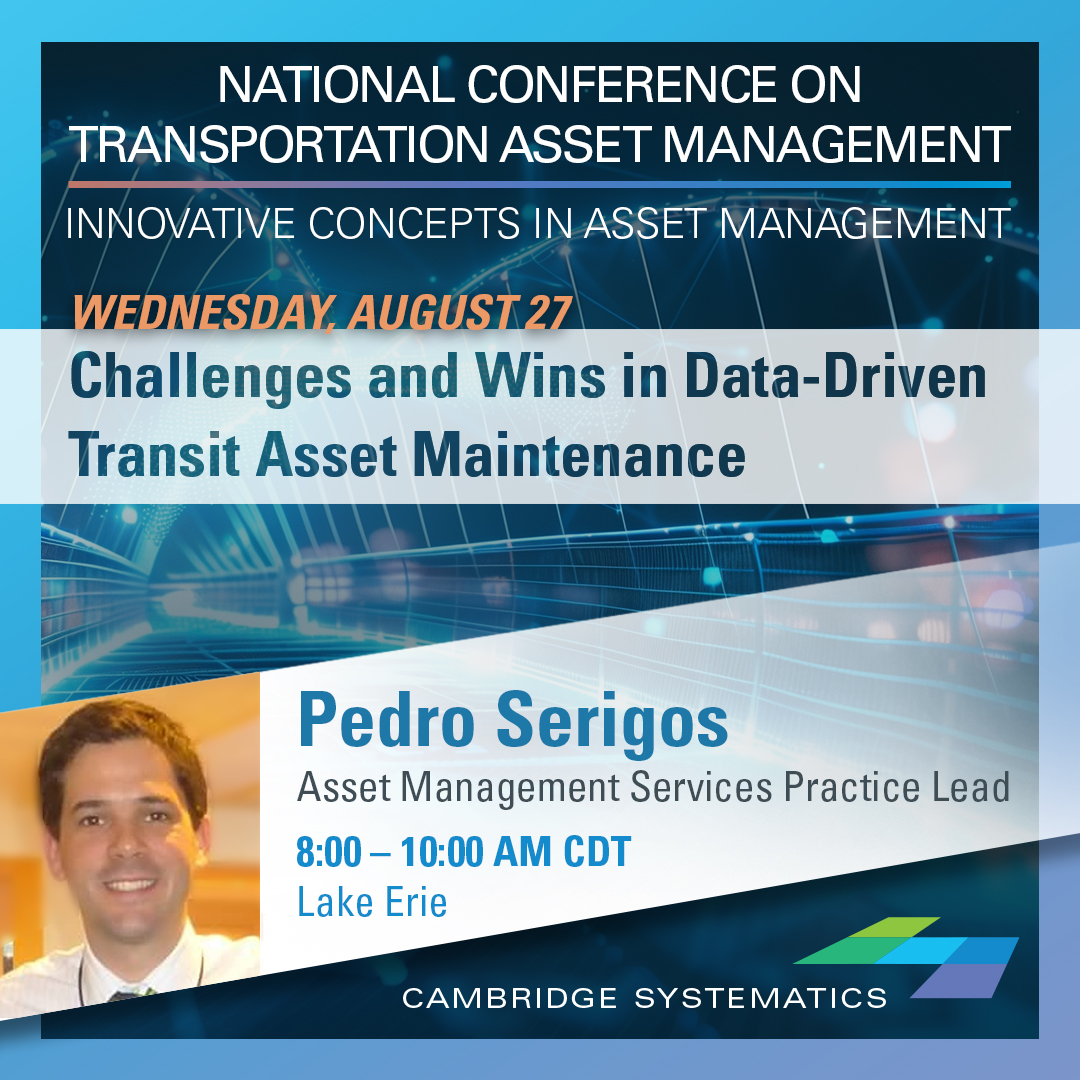 Next week at the National Conference on Transportation Asset Management. 👇

We're leading a panel to explore analytics-based maintenance to improve the reliability and cost-effectiveness of asset maintenance programs.

Excited to be able to support this event as a sponsor.🤝