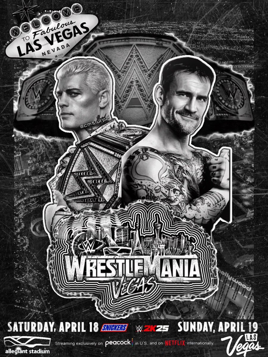 cmslurp2's tweet photo. Wrestlemania 42 Main Event custom poster 
Cody Rhodes (c) Vs. CM Punk
(Re-post)

 @CodyRhodes 
@CMPunk @WWE @WrestleMania #wrestlemania #wwe #CMPUNK #CodyRhodes #punkfc #ClashinParis https://t.co/jhnwYyJf7z