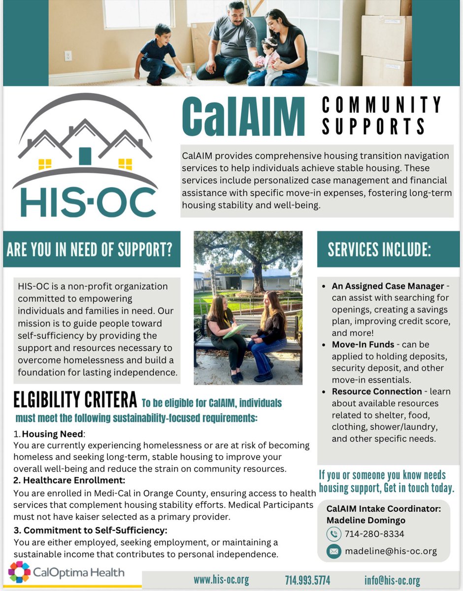 Homeless_Int_OC's tweet image. Do you know someone on Medi-Cal who needs extra assistance? Taking new clients now! #HISOC #MediCal