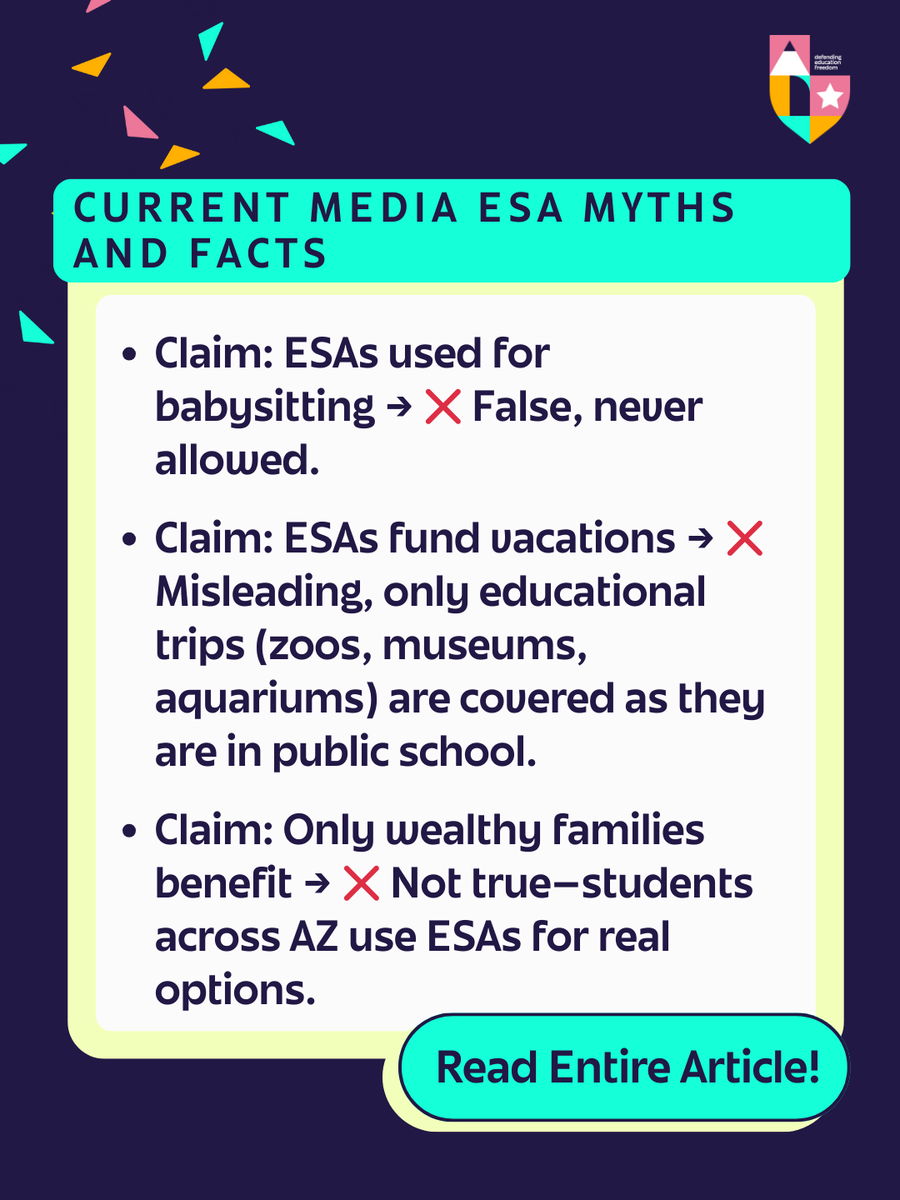 DefendEdFreedom's tweet photo. 📢 Did you know? Arizona media hasn’t always told the truth about school choice and they still aren’t today. Check out @matthewladner and @JasonBedrick's
article for the facts 💪➡️https://t.co/MPixCOZbrg https://t.co/aaB2GK6ScV
