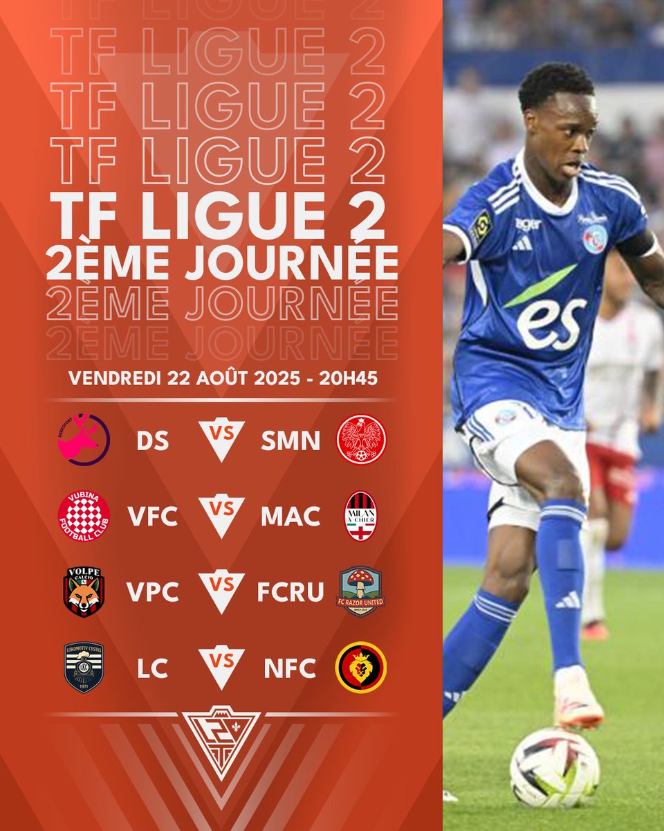 _TFFederation_'s tweet photo. 🟠 TF LIGUE 2 🟠

Saison 2025/2026
Phase Aller

J2/14

Confrontations ⬇️ https://t.co/nHAcDoYLuY