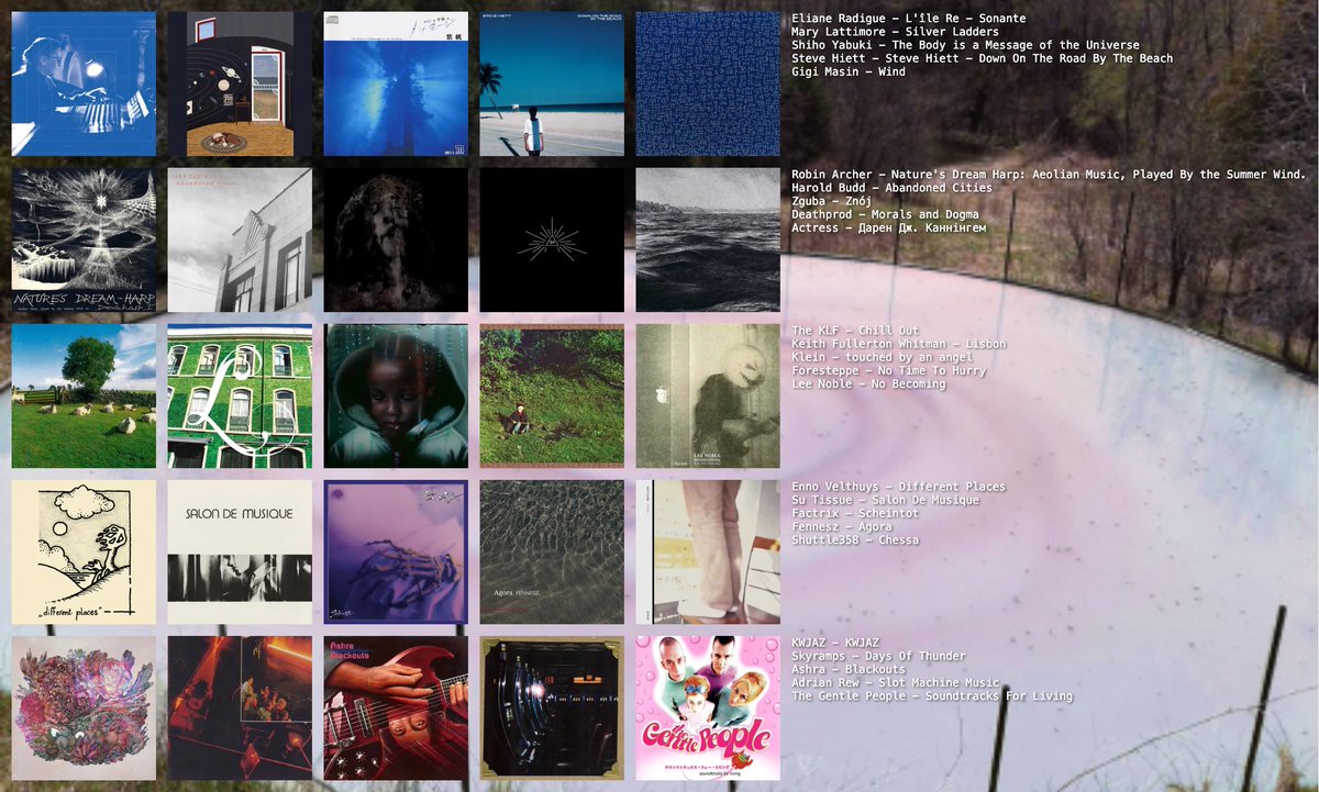 #musictwt can't hurt me i am protected by #ambienttwt 

not strictly ambient in some cases here but wanted to bring in some albums i haven't seen ppl sharing or talking about enough! not gonna change the background, if the titles are inaccessible i'll post them in a thread <3