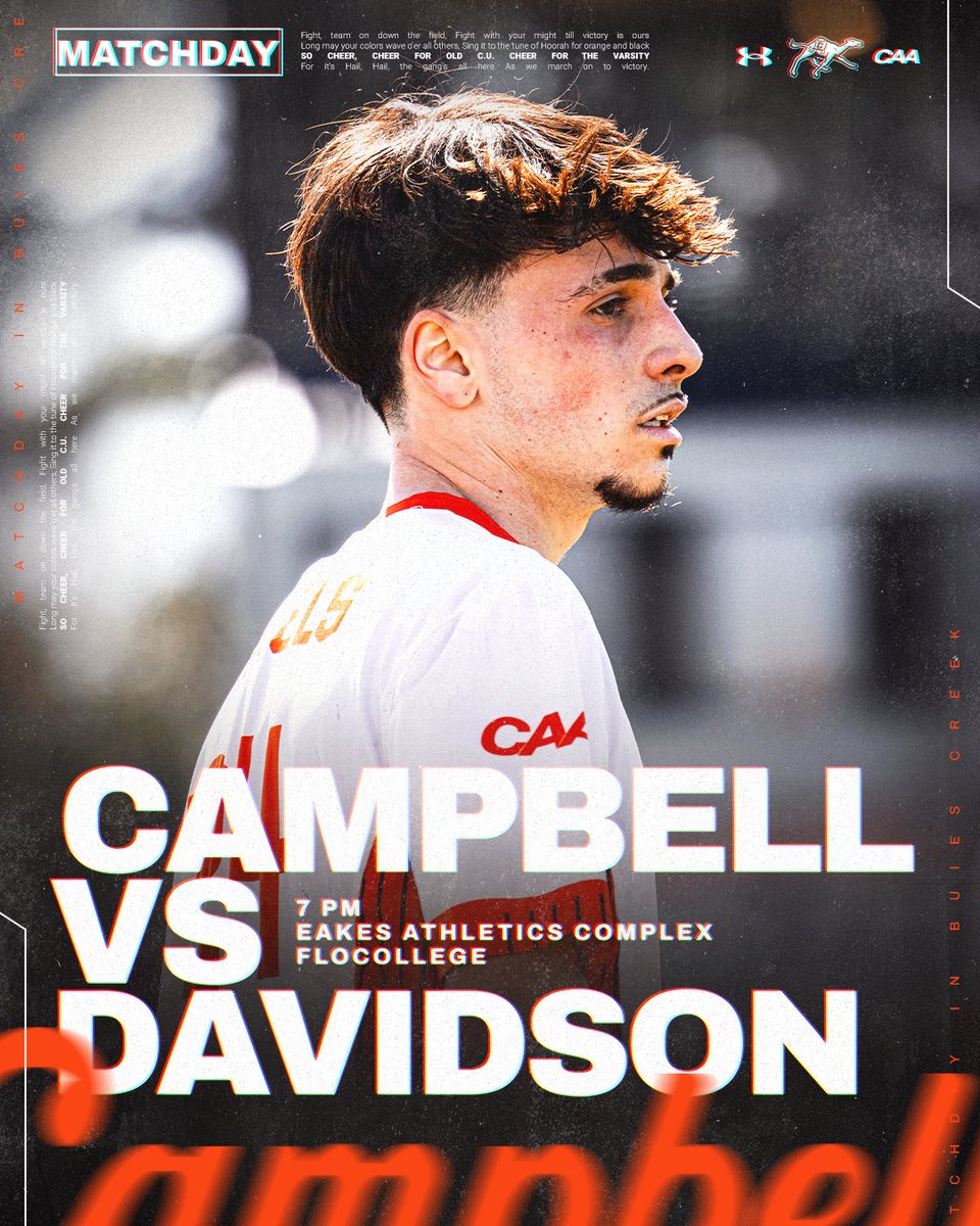 Campbell Menβs Soccer (@gocamelsmsoc) on Twitter photo πππππ πππ π
π | Davidson
π | 7:00
ποΈ | Eakes Athletics Complex
ποΈ | Free Admission
πΊ | <a href="/FloFC_/">FloCollege | Soccer</a>
#RollHumps πͺβ½οΈ πππππ πππ π
π | Davidson
π | 7:00
ποΈ | Eakes Athletics Complex
ποΈ | Free Admission
πΊ | <a href="/FloFC_/">FloCollege | Soccer</a>
#RollHumps πͺβ½οΈ