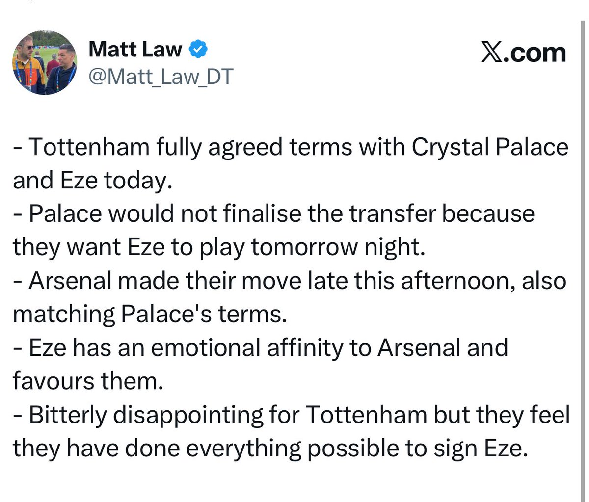 The problem with this is… even if it’s completely true, and Spurs did everything they possibly could to sign Eze, not a single fan will believe the club because of our rich and infamous transfer history