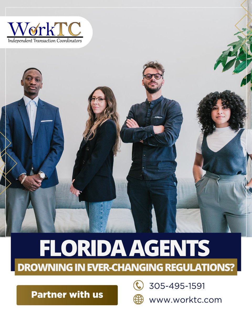 WorkTC_com's tweet image. Florida Agents, Drowning in Regulations? 😩

WorkTC is your Compliance Ally! 🚀 We handle disclosures, contracts &amp;amp; deadlines to keep your business shielded. You sell, we&apos;ll handle the paperwork.

📞 Call 305-495-1591 or visit worktc.com

#WorkTC #FloridaRealEstate
