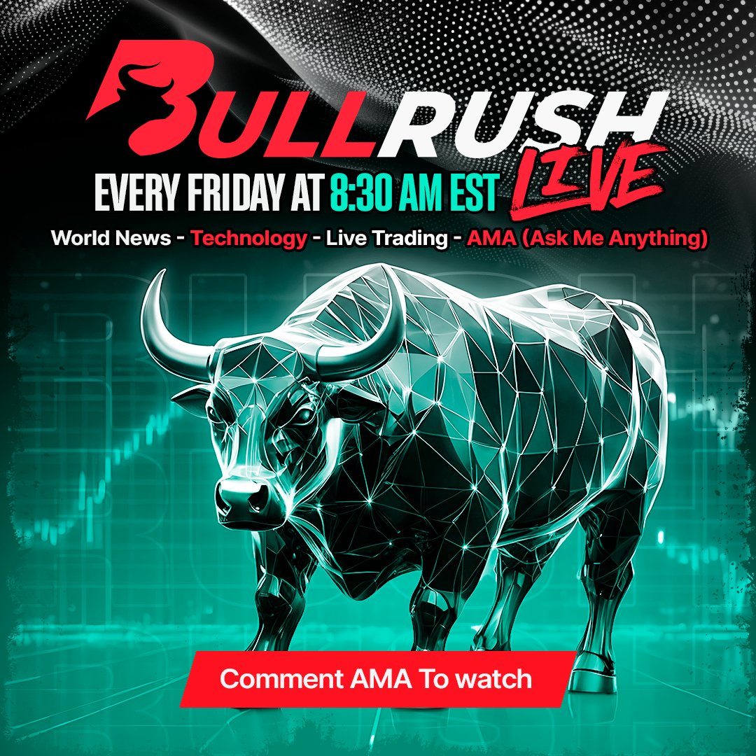Bullrushcomp's tweet image. 🎥 LIVE every Friday 8:30 AM EST!

Join @bullrushcomp for:
💹 Forex &amp;amp; crypto news
🏈 Sports picks
🎁 Giveaways
💬 AMA — ask us anything live
Set a reminder, bring coffee ☕ and tune in 👉 tr.ee/bgDdQ5
#BullRush #LiveShow #ForexNews #CryptoNews #SportsTalk