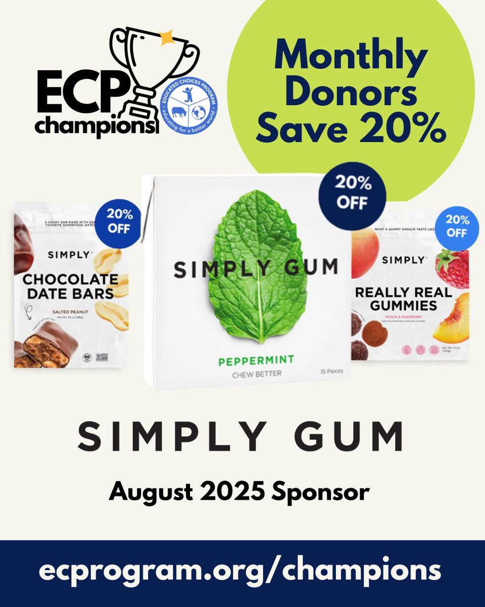 Feeling inspired to help us share informative food education?🌱✨ Support our mission today and enjoy perks when you become a monthly donor, including 20% off Simply Gum through August: ecprogram.org/from-why-to-try