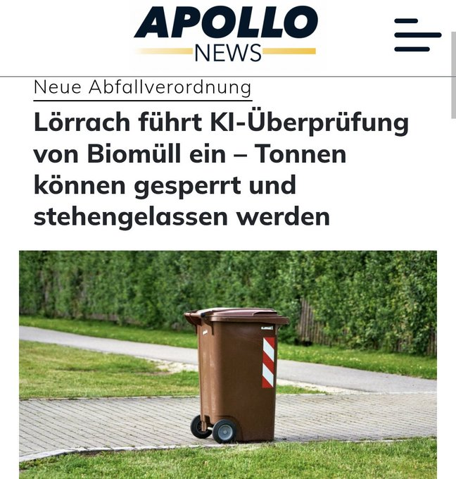 Ein Staat, welcher vorgibt, seine Grenzen nicht kontrollieren zu können, dies aber in der Lage ist, bei den Mülltonnen seiner Bürger zu tun, hat möglicherweise fatal verschobene Prioritäten.