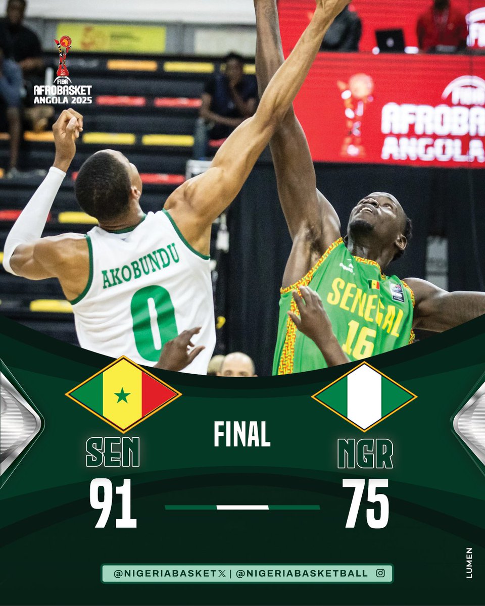 NigeriaBasket's tweet image. Our AfroBasket 2025 run is over. 💔