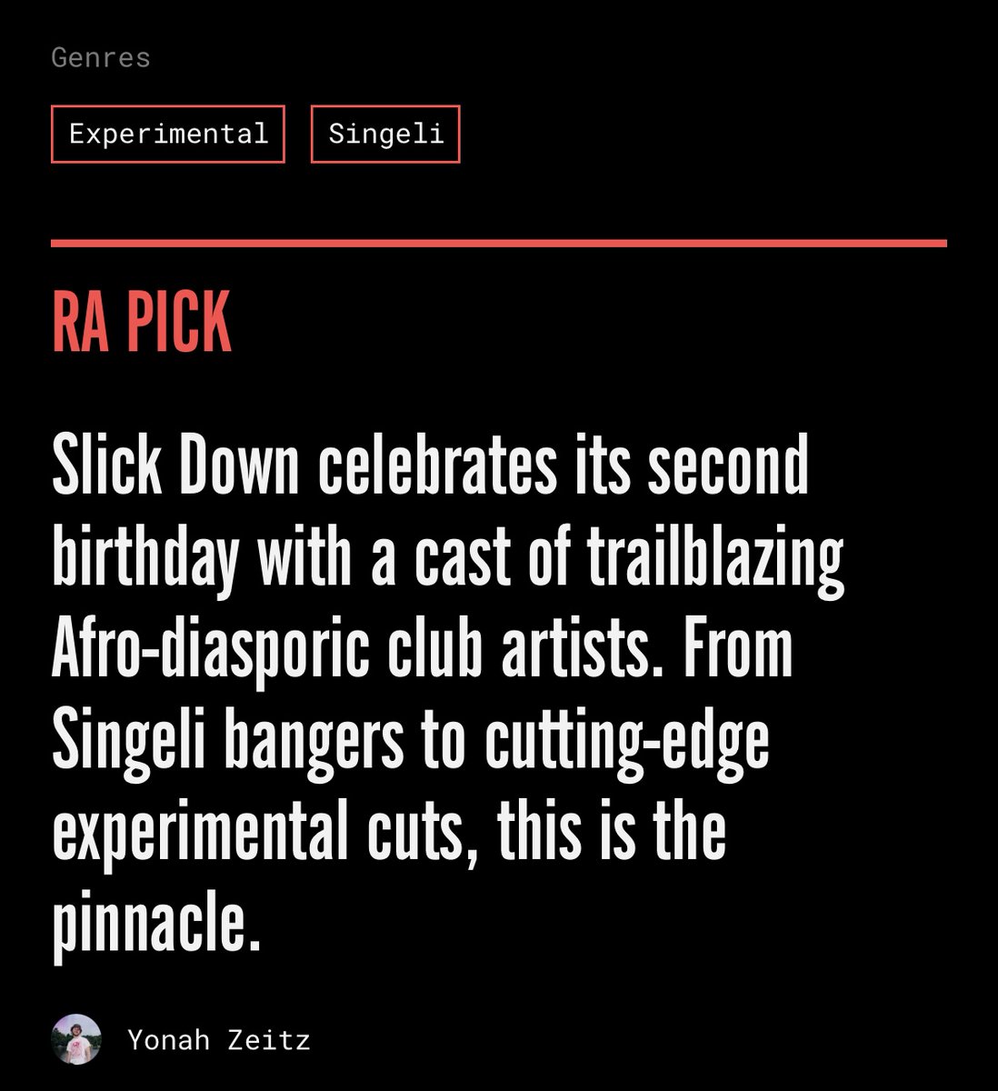 SLICK DOWN's 2nd birthday is this Friday! ❤️

We're rolling into the year with <a href="/SCRAAATCH202/">SCRAAATCH</a> and DJ Travella (Bossa debut). 

I am excited to dance all night with <a href="/wahala_wav/">wahala.wav</a> and sola system! 

plusss we got RA pick :)