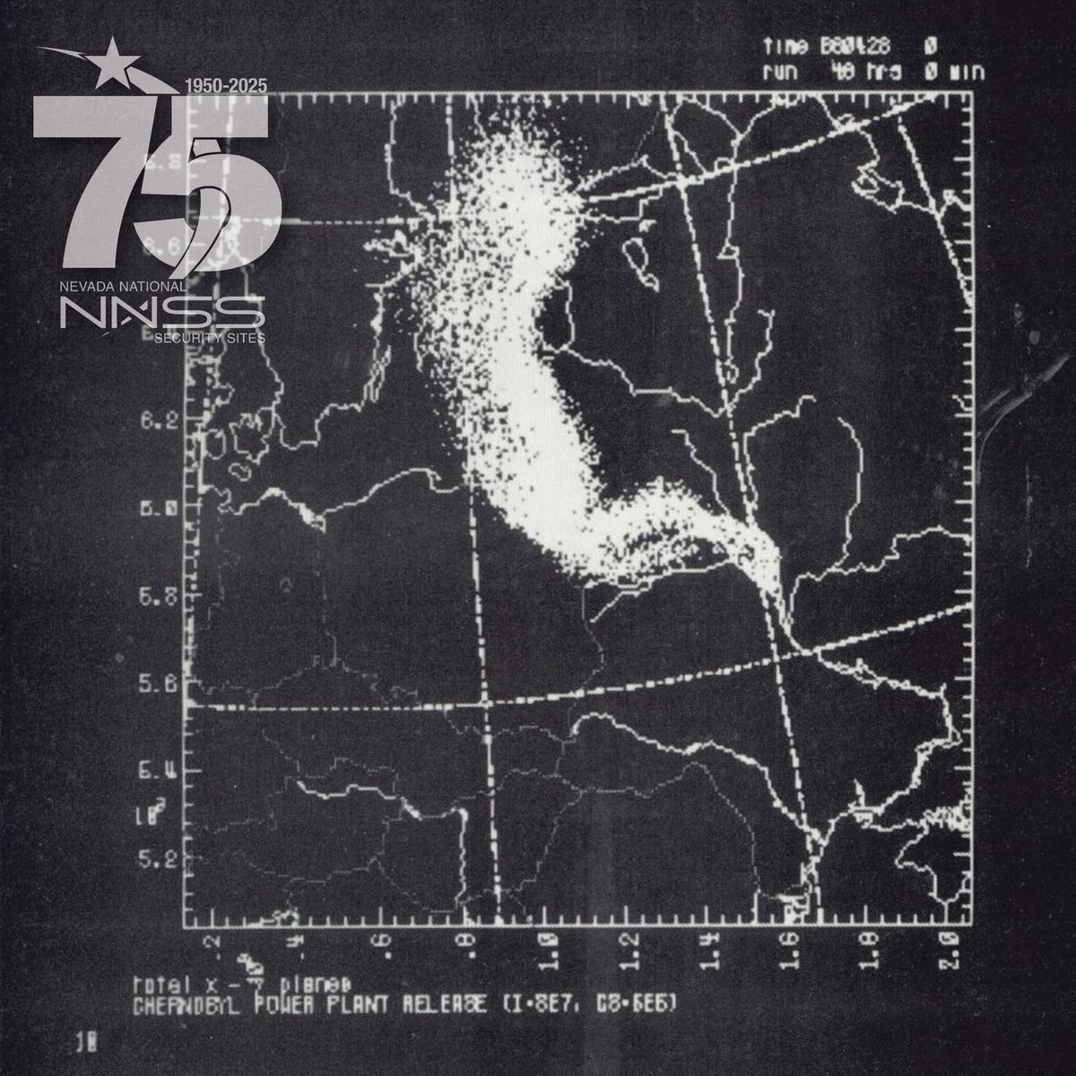 1986: Livermore Operations staff use the Atmospheric Release Advisory Capability to assist in tracking radioactivity from the Chernobyl Nuclear Power Plant accident.