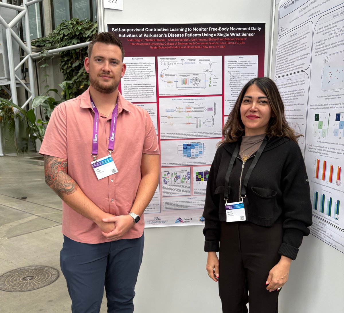 Proud moment at #IEEEEMBC2025 🎉
🧠PhD student Johnny Forde: Transformer Neural Network for Parkinson’s tremor severity
📱<a href="/BehnazGhoraani/">Dr. Behnaz Ghoraani</a> , with former PhD student Dr. Mustafa Shuqair + REU students: Self-supervised learning with wrist sensors
🧬M: Alzheimer’s metabolism study