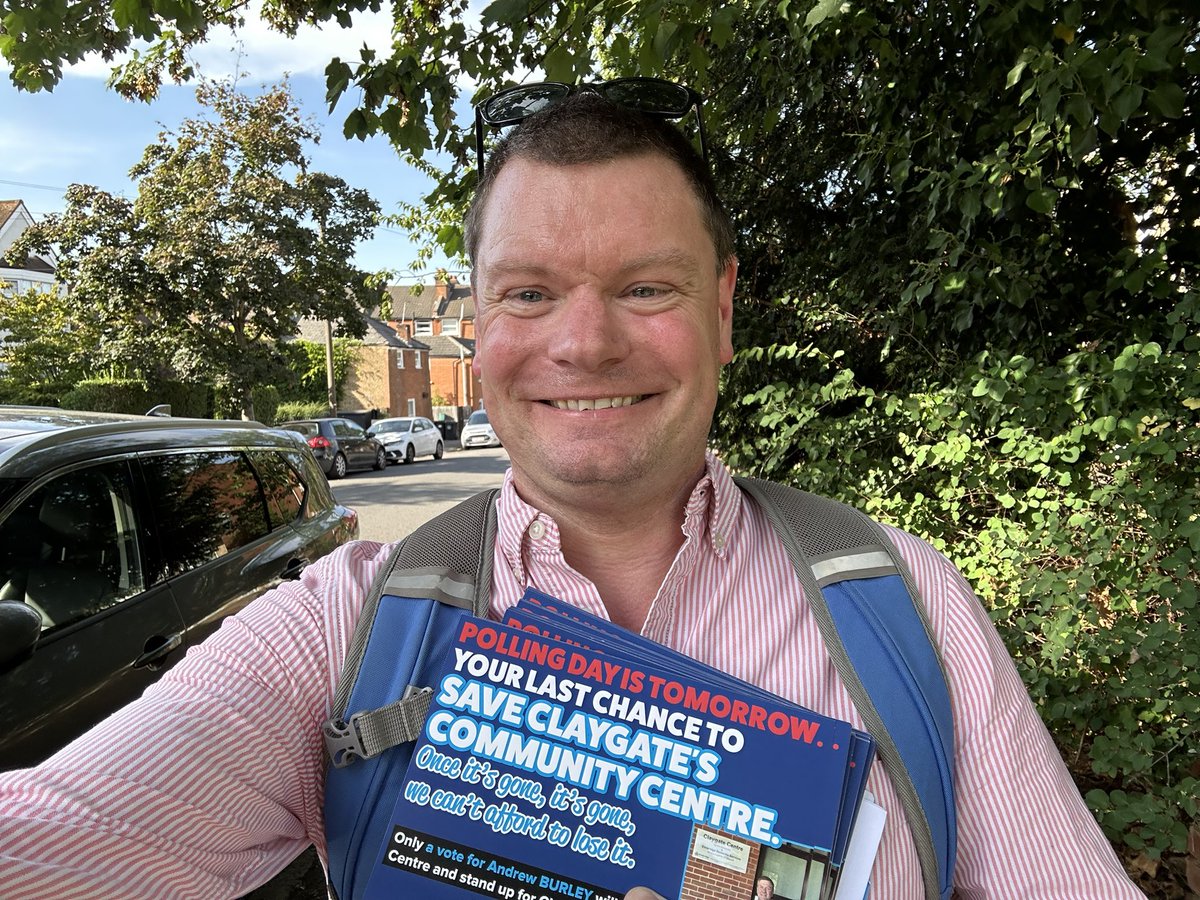 Great to be out with colleagues in Claygate this afternoon for the by-election tomorrow