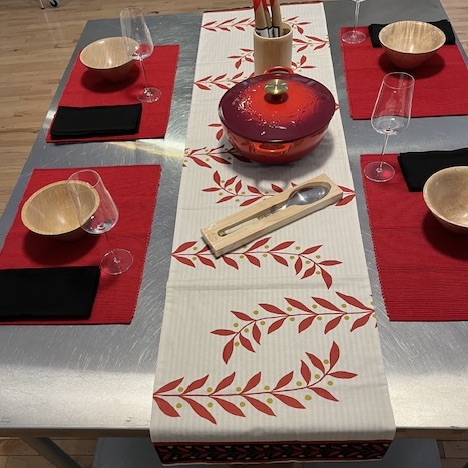 Tabletop Sale! Beautiful Table Runners, Place Mats, Napkins, and Wine Glasses are 50% Off. Come browse!