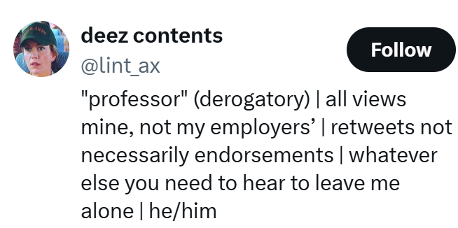 it was inevitable that a faculty which thinks of itself as '"professor" (derogatory)', would end up teaching '"courses" (cancelled)' in a '"faculty" (fired)'.

how else could this *possibly* have gone?