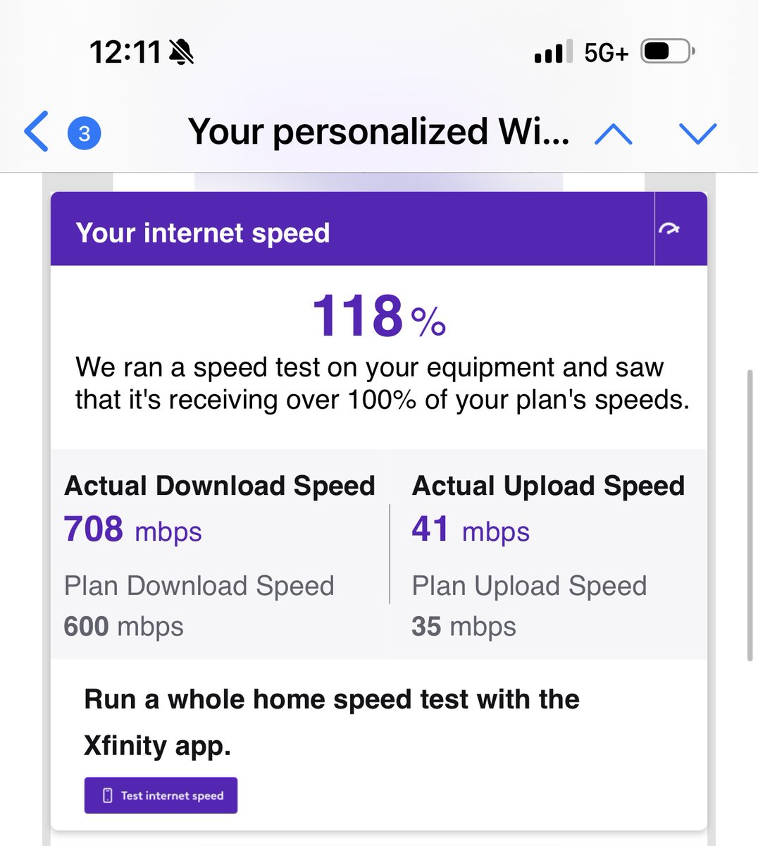 DrexRadio's tweet photo. #ad - random email from @Xfinity letting me know how awesome they are, ha! Over 100 percent, not bad! #Xfinity https://t.co/r6NKdcKwQl