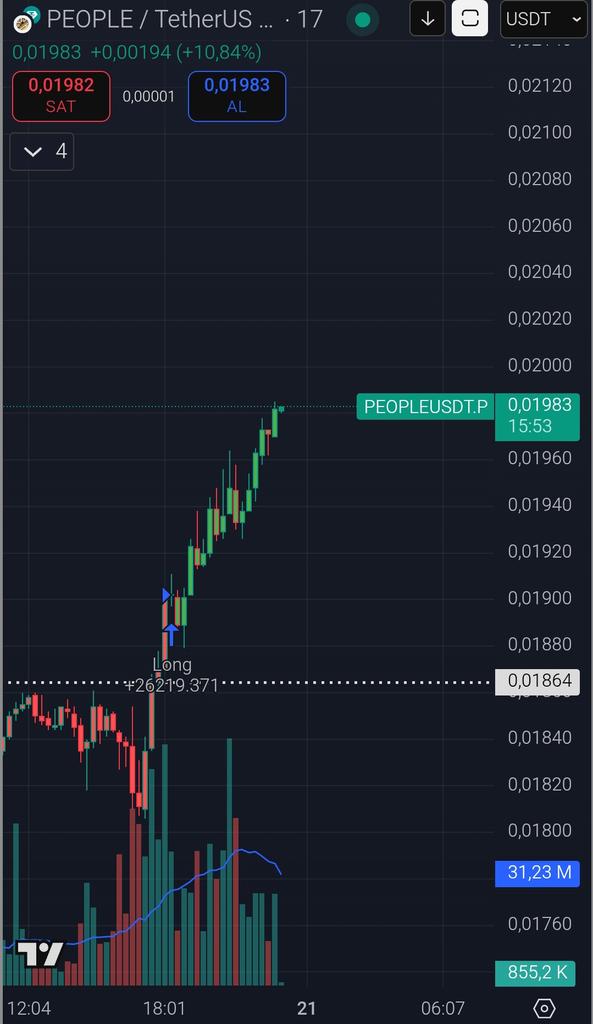 #peopleusdt
#Altseason
Giriş seviyesine stop koyup trendi biraz daha izlicem