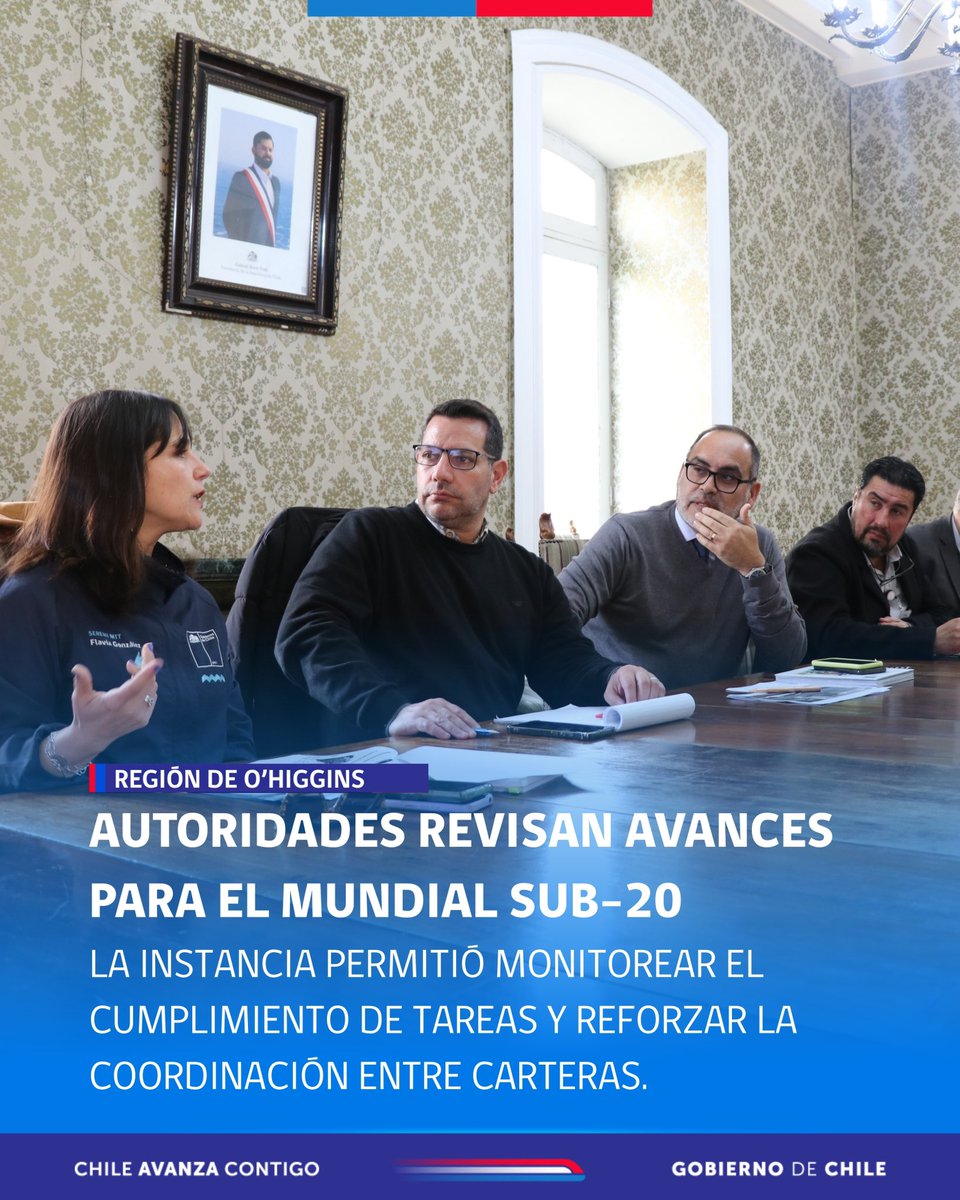 DPROhiggins's tweet photo. Región de O'Higgins se prepara para el Mundial Sub-20.
El Delegado Presidencial Regional, Fabio López Aguilera, lideró la instancia que permitió revisar los avances de cara al evento. https://t.co/dmEt7MXA7C