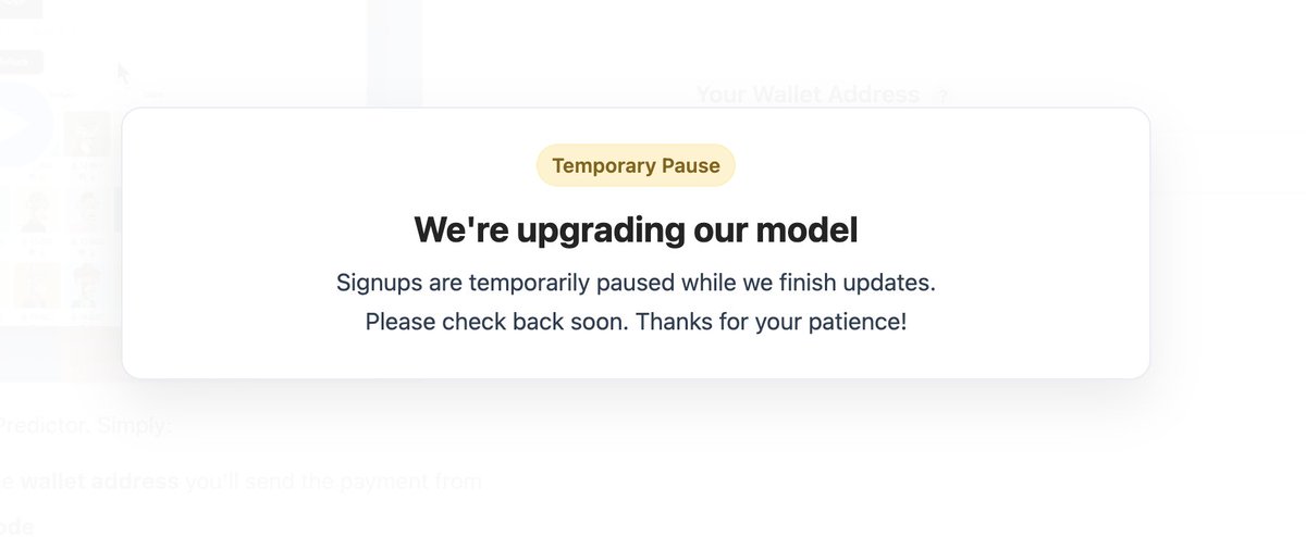 ApePredictor's tweet image. 🚧 Signups temporarily closed — we’re leveling up the model 🛠️