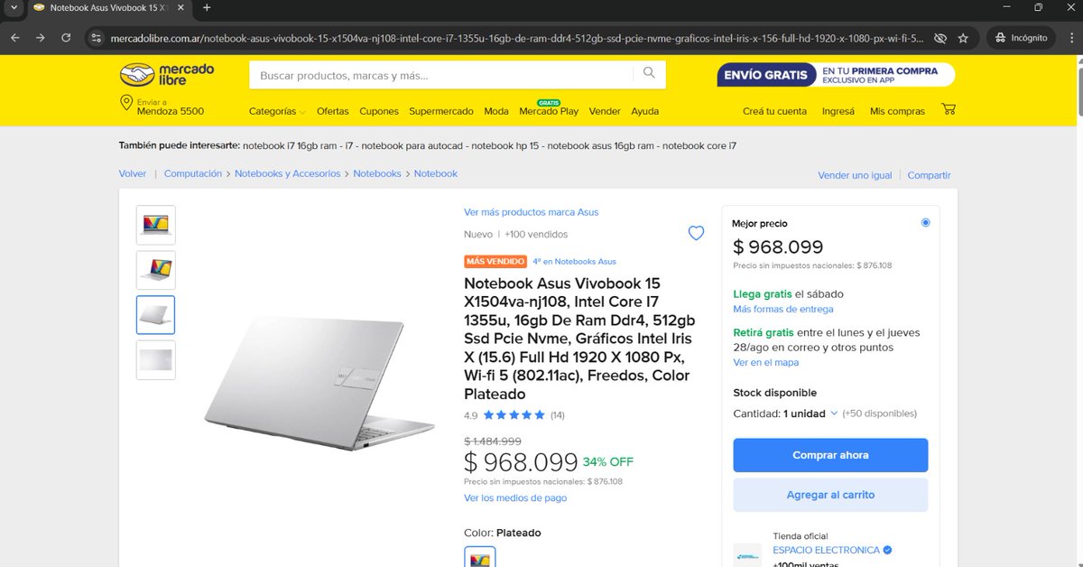 Che a alguien mas le pasó? Abro un link desde incógnito y me trae un descuentazo, lo abro desde mi cuenta y tengo que pagar el valor total. Por suerte lo descubrí gracias a un amigo que me pasaba el dato de la compu. ¿Que onda? <a href="/marcos_galperin/">Marcos Galperin</a> <a href="/Mercadolibre/">Mercado Libre</a>