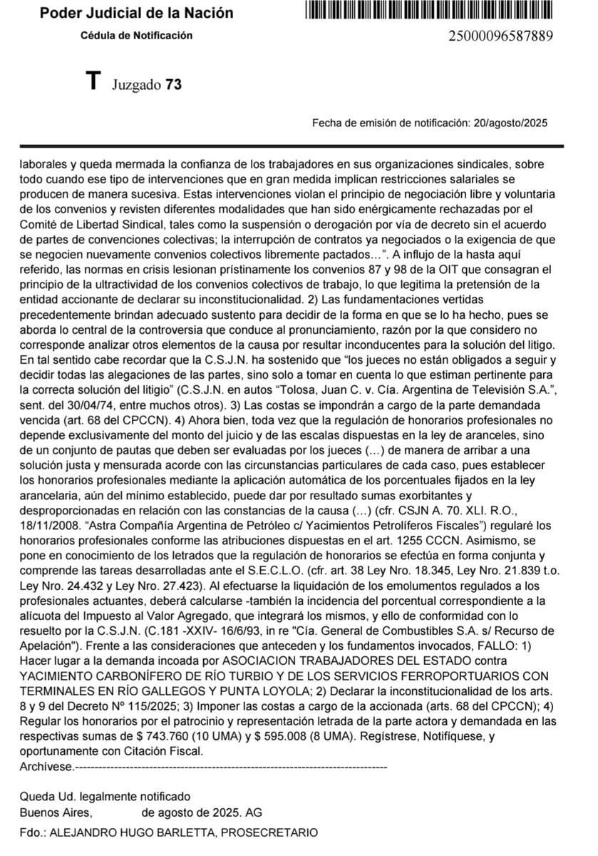 #AHORA

La justicia laboral declaró la inconstitucionalidad del decreto de Milei que declaraba la caducidad del Convenio Colectivo de Trabajo de la mina de Río Turbio.

Más info en: infogremiales.com.ar