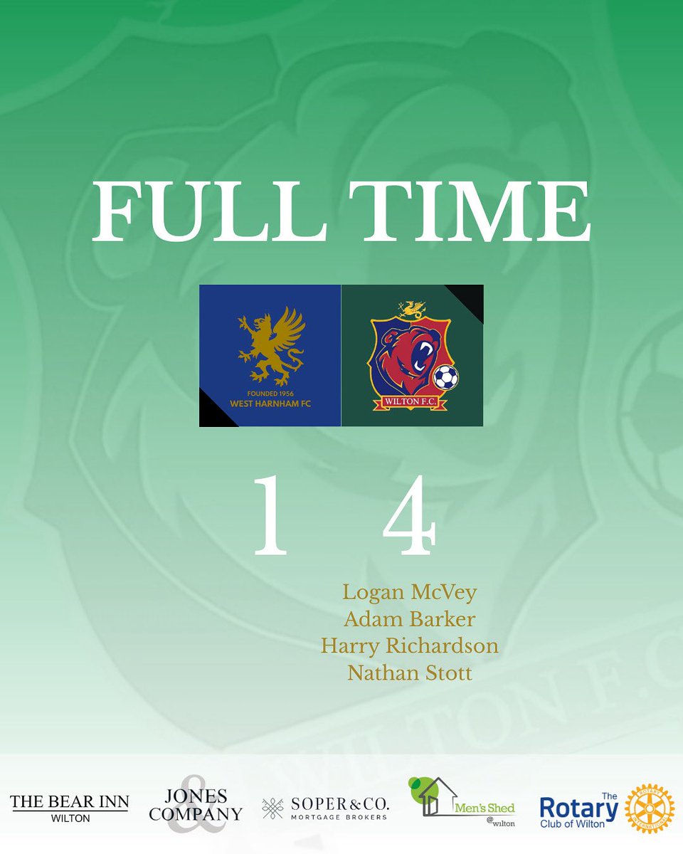 fc_wilton's tweet photo. A first victory of preseason tonight with a 4-1 win at West Harnham.

Logan McVey, Adam Barker, Harry Richardson and Nathan Stott with goals for the Bears 🐻 https://t.co/skfvNH06SG