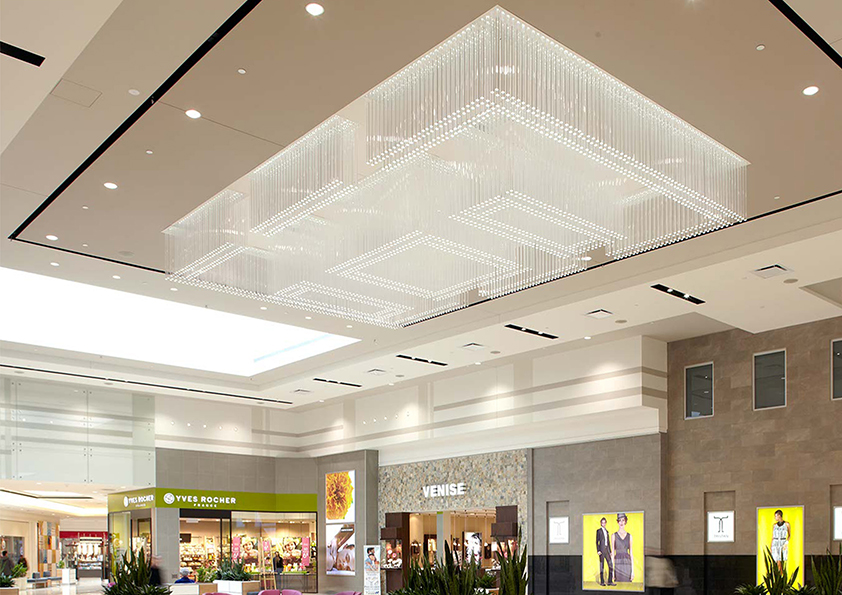MeydaLighting's tweet photo. Big scale. Bold impact. ✨ This custom-built Oblong Ceiling Fixture was engineered for Mall Champlain in Brossard, Quebec - bringing elegant volume to its expansive ceiling. https://t.co/lweTvAh4dt
