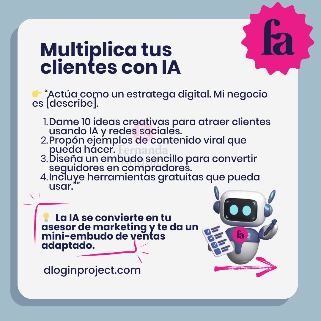 neofitafer's tweet photo. 4️⃣ atraer clientes con ia: https://t.co/KaWdQHvutb