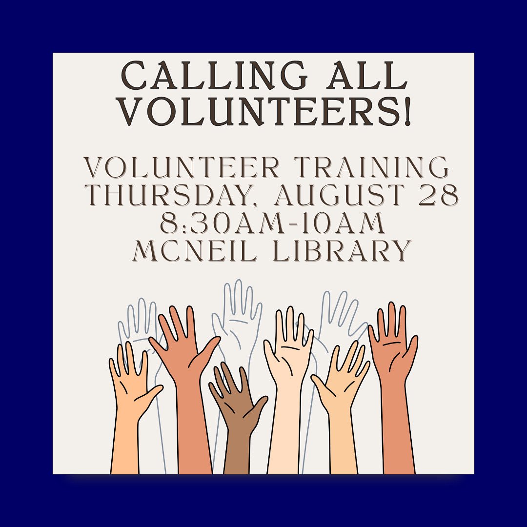 📣 McNeil PTO Volunteer Training
🗓 Thursday, August 28
⏰ 8:30 AM – 10:00 AM
📍 McNeil Library

Join us for our volunteer training! If you’re planning to help this school year, we’d love for you to attend.

👉 Please click the link to RSVP!
🔗m.signupgenius.com/#!/showRSVPSig…