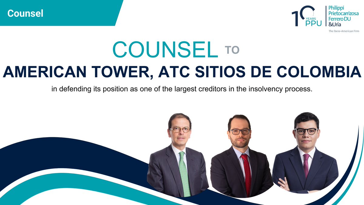 #COLOMBIA 🇨🇴
🔝WOM Colombia gets approval for US$800 million restructuring
Our firm advised the local subsidiary of US telecom giant American Tower, ATC Sitios de Colombia, as one of WOM Colombia’s largest creditors.
👉Find more details here: acortar.link/kVTwiS