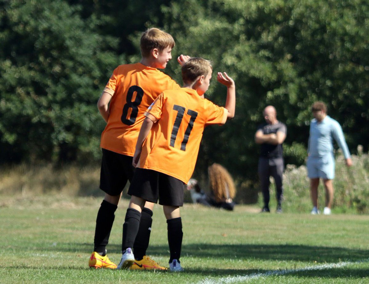 Our under 11’s team pulling out the <a href="/Madders10/">James Maddison</a> celebration on Sunday in their friendly against Croft 🎯 🤝🏼

It was number 11’s birthday and he topped it off with a hat trick. Quality! 👏🏼 This group gets better every week and the best part is, they’re always smiling!