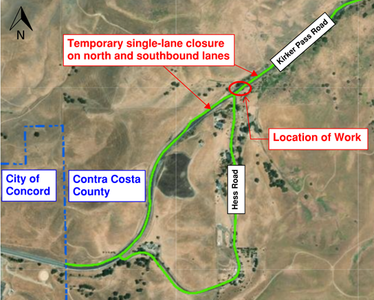 #Update .<a href="/cccpublicworks/">CCC Public Works</a> will peform crash cushion replacement work on Kirker Pass Rd, near the intersection of Kirker Pass Rd &amp; Hess Rd, on Tues. 8/26/25, from 8 am-4 pm. Expect 5 min delays due to #traffic control &amp; temporary lane closures. More at bit.ly/4mJpRdm
