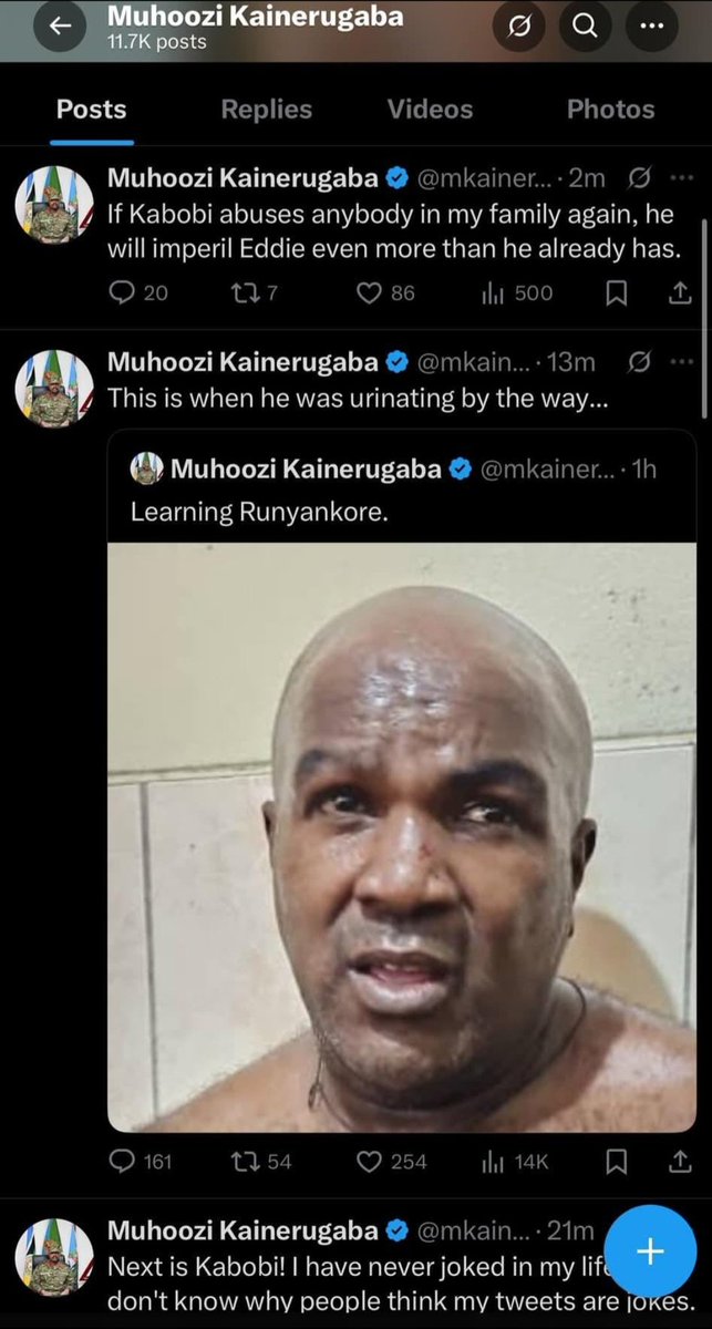 allimadi's tweet photo. The #Imbecile general #Uganda's #UdayHussein #DeputyMilitaryDictator #Muhoozi @mkainerugaba with the #Psycho eyes! Son of #SeniorDictator @KagutaMuseveni who will welcome people deported by #US
@realDonaldTrump @SecRubio
Here are his tweets about his torture victim #Mutwe @hrw @amnesty @IntlCrimCourt @EUinUG