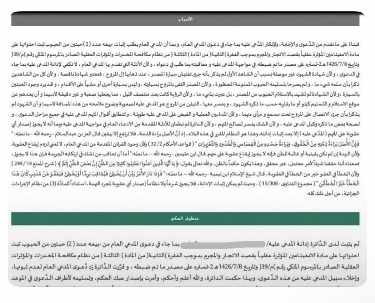 ..

📍تسبيب في قضية ترويج يمكن الاستفادة منه في قضايا مشابهة.