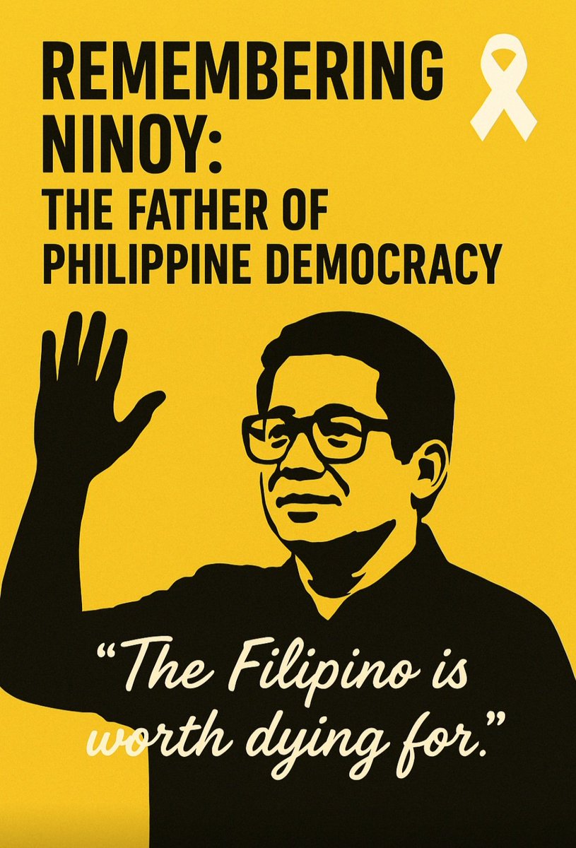 jojotorres1954's tweet photo. REMEMBERING NINOY... 🎗
Today,  we honor the 42nd death anniversary of Benigno "Ninoy" Aquino Jr.  whose courage restored our democracy and proved to the world that the Filipinos are worth dying for... 🎗🎗🎗

His courage inspired unity among Filipinos in the EDSA revolution.. https://t.co/PSqj4Xr2t1