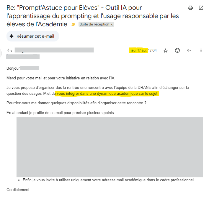 ComprendreLIA's tweet photo. En avril, j’ai contacté la #DRANE pour me présenter et annoncer la création de 2 GPT destinés aux enseignants. On m’a proposé de rejoindre les travaux académiques. J’ai précisé ne pas être salarié de l’académie, mais prêt à participer bénévolement. Depuis, plus aucune invitation. Triste pour les élèves !