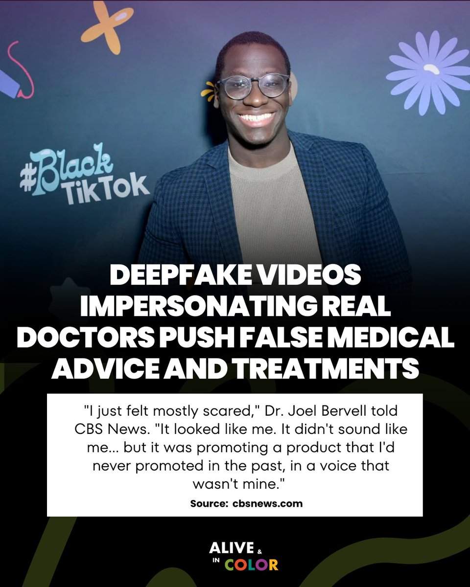 AliveAndInColor's tweet image. Deepfakes are here and we need to stay sharp + rising temps are putting vulnerable communities at risk. SWIPE ➡️

Want the latest news at the intersection of health and culture delivered to your inbox every Monday? Join our community. It’s FREE. aliveandincolor.com/join-the-commu…