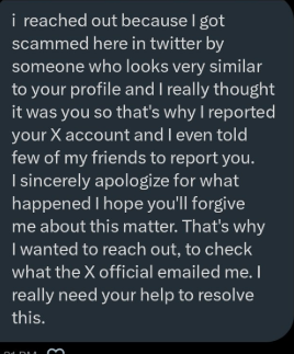 Muita gente ta chegando na minha dm comentado sobre essa minha conta mandando esse tipo de mensagem nos pvs, gente isso é um golpe! Eu perdi essa conta a algum tempo atrás caindo nesse mesmo golpe.

(+)