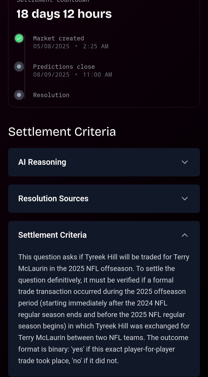 Prediction markets wave is coming fast and DeFi infra built in crypto industry over the years will serve the new kind of decentralized and permissionless + easy to setup prediction markets....

 ...markets will be resolved autonomously in seconds by well trained LLM oracles and