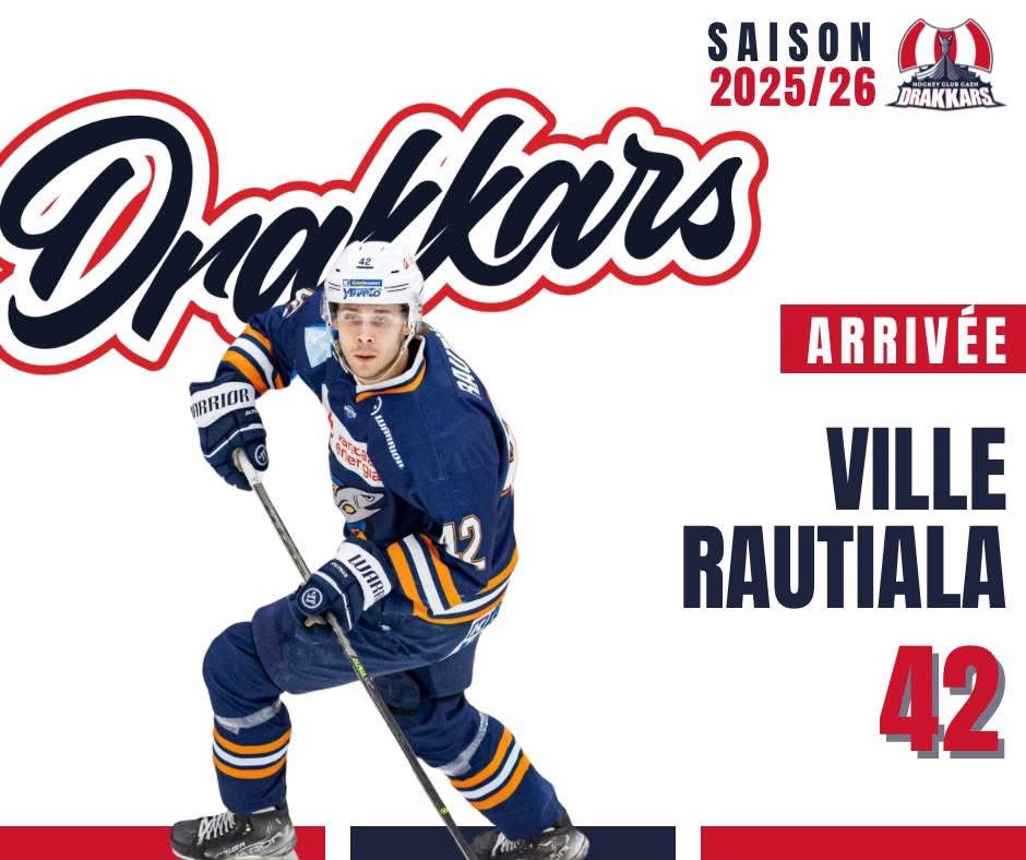 🟦🟥🆕 𝗕𝗶𝗲𝗻𝘃𝗲𝗻𝘂𝗲 𝗩𝗶𝗹𝗹𝗲 𝗥𝗮𝘂𝘁𝗶𝗮𝗹𝗮 !

Le défenseur 🇫🇮 Ville Rautiala rejoint le squad des Drakkars de Caen à partir de la reprise ! 

Le solide gaillard gaucher vivra ainsi sa première expérience hors de sa Finlande natale. 

Bienvenue à Ville.