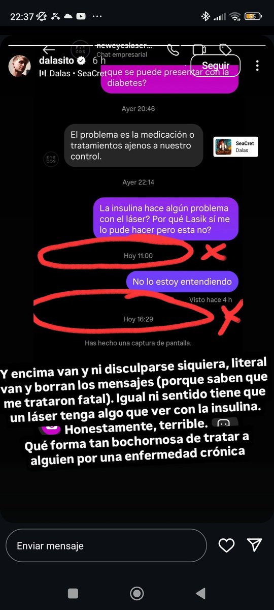 "dalas"
Porque le han dado un trato el cual Dalas está muy insatisfecho por el trato y ha expuesto los mensajes y luego ha enseñado que han eliminado los mensajes
¿Tú que opinas?